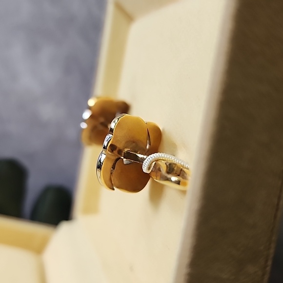 NIB Celine Gold Silver Square Cufflink Button - Picture 6 of 6